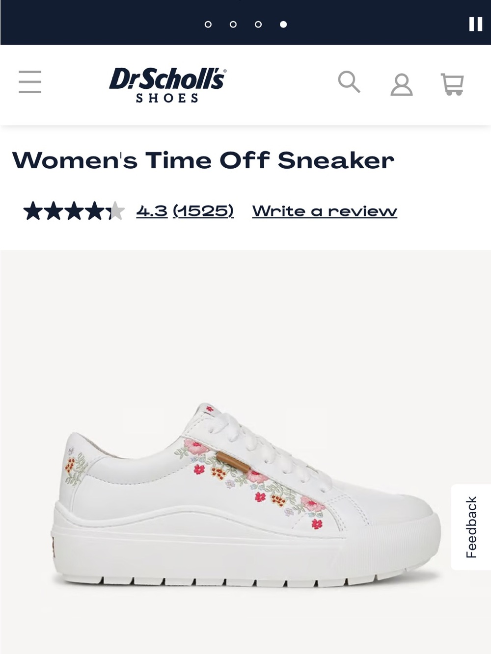 Dr. Scholl's White Platform Sneakers with Pink & Red Floral Embroidery - Picture 2 of 4